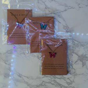 three make a wish butterfly necklaces